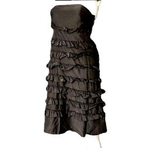 Gap Silk Dress Women's Tiered Ruffle Strapless Pretty Classy Black Party Size 0